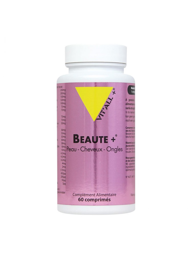 Image principale de la modale pour Beauté + - Peau, Cheveux et Ongles 60 comprimés - Vit'all+