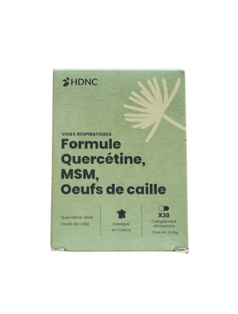 Image principale de la modale pour Formule Quercétine, MSM, Oeufs de Caille - Voies Respiratoires 30 gélules - HDNC