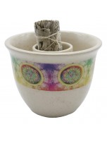 Image de Bol de Fumigation en Céramique - Fleur de Vie 13 x 10 cm depuis Relaxez-vous avec nos produits de phytothérapie et d'herboristerie