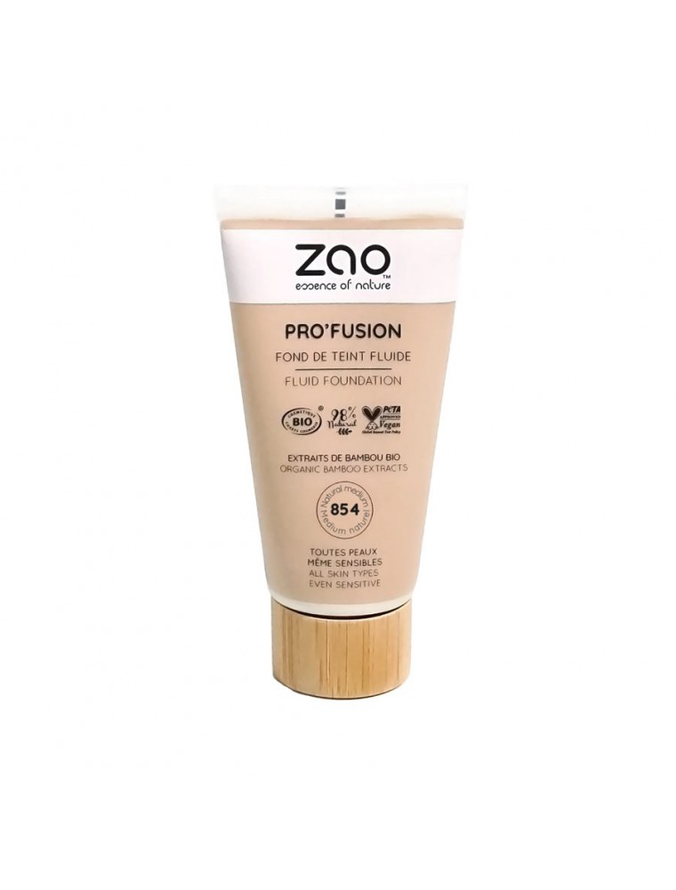 Image principale de la modale pour Fond de Teint Fluide Pro'Fusion Bio - Médium Naturel 854 30 ml - Zao Make-up