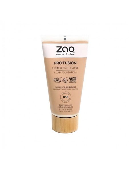 Image principale de Fond de Teint Fluide Pro'Fusion Bio - Médium Hâlé 855 30 ml - Zao Make-up