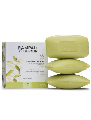 Image de Savons Extra-Doux Argile Verveine Bio - Purifiant et Equilibrant 3x150 g - Rampal Latour depuis Achetez les produits Rampal Latour à l'herboristerie Louis