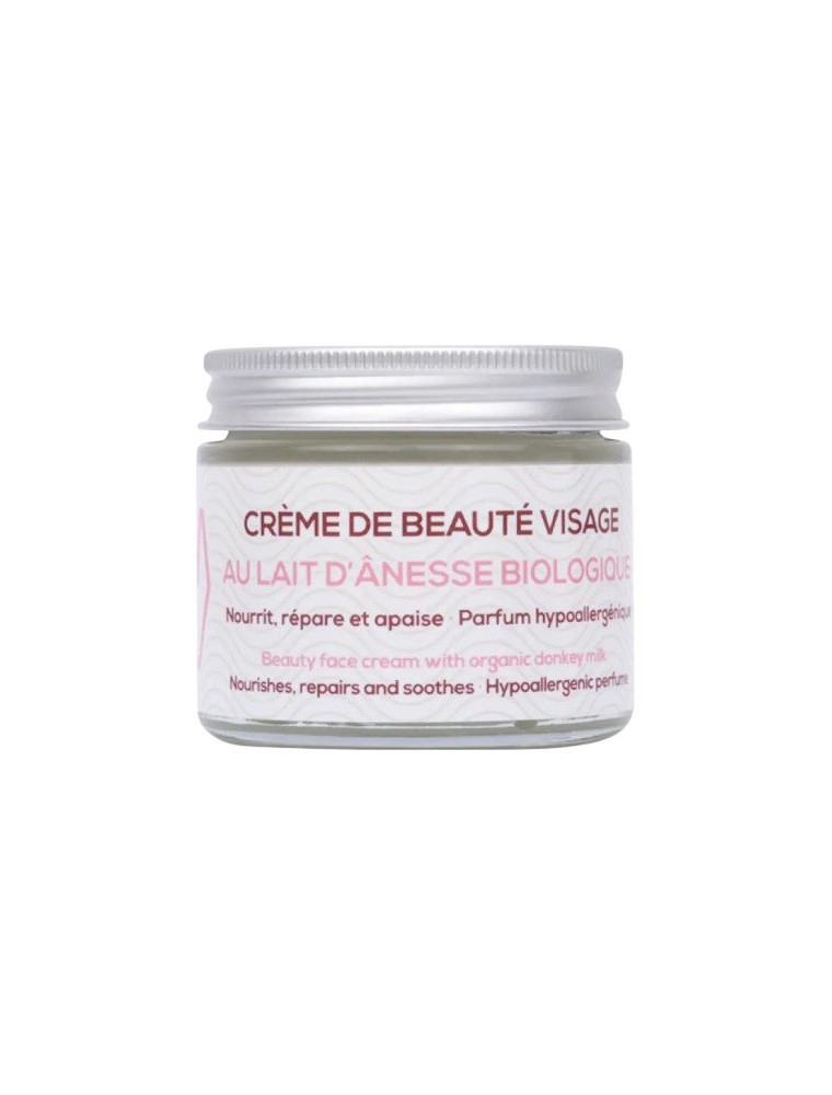 Image principale de la modale pour Crème de Beauté au Lait d'Anesse Bio - Soin du Visage 50 ml - Oléanat