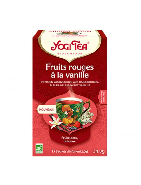 Achetez Fruits Rouges à la Vanille Bio - Infusions Ayurvédiques 17 sachets - Yogi Tea à l'herboristerie Louis Image principale de Fruits Rouges à la Vanille Bio - Infusions Ayurvédiques 17 sachets - Yogi Tea