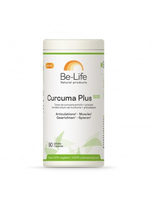 Image de Curcuma Plus 5000 - Articulations et Muscles 90 gélules - Be-Life depuis PrestaBlog