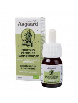 Image de Propolis Pépins de Pamplemousse Sans Alcool Bio - Défenses Naturelles 30 ml - Aagaard depuis Achetez Pastilles Propenlentum Echinacéa Zinc Sans Sucre Aagaard - 24 Pastilles