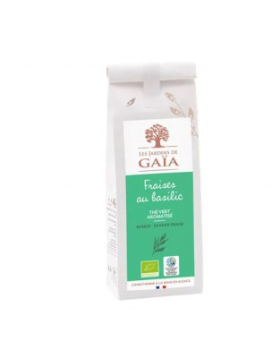 Image de Fraises au Basilic Bio - Thé Vert Parfumé 100 g - Les Jardins de Gaïa depuis Thé Vert au Jasmin Bio - Les Jardins de Gaïa