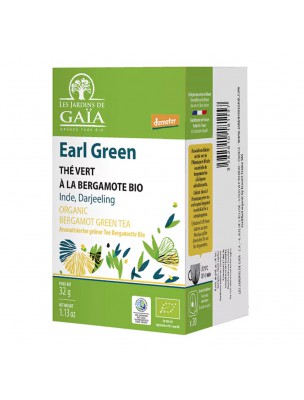 Image de Earl Green Bio - Thé Vert Parfumé en Infusettes 20 sachets - Les Jardins de Gaïa depuis Achetez les nouvelles tisanes arrivées à l'herboristerie Louis