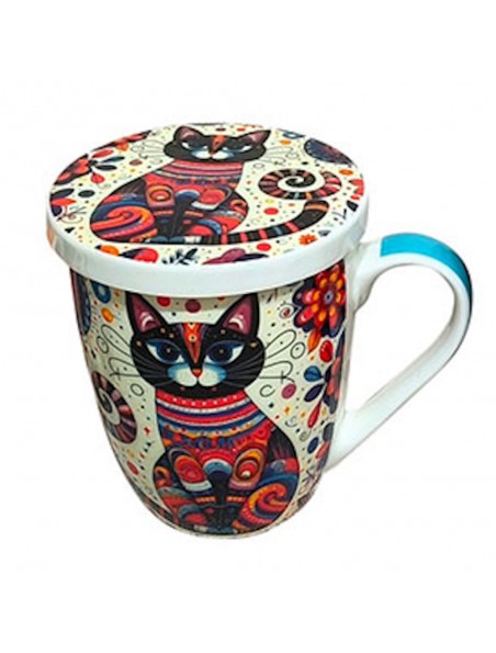 Achetez Tisanière Chat Noir Fleur 3 Pièces en Céramique 300 ml à l'herboristerie Louis Image principale de Tisanière Chat Noir Fleur 3 Pièces en Céramique 300 ml