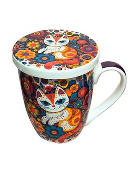 Achetez Tisanière Chat Blanc Fleur 3 Pièces en Céramique 300 ml à l'herboristerie Louis Image principale de Tisanière Chat Blanc Fleur 3 Pièces en Céramique 300 ml