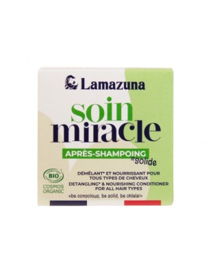 Image de Après-shampooing solide Soin Miracle Vegan - Tous Cheveux 74 ml - Lamazuna depuis Achetez les produits Lamazuna à l'herboristerie Louis