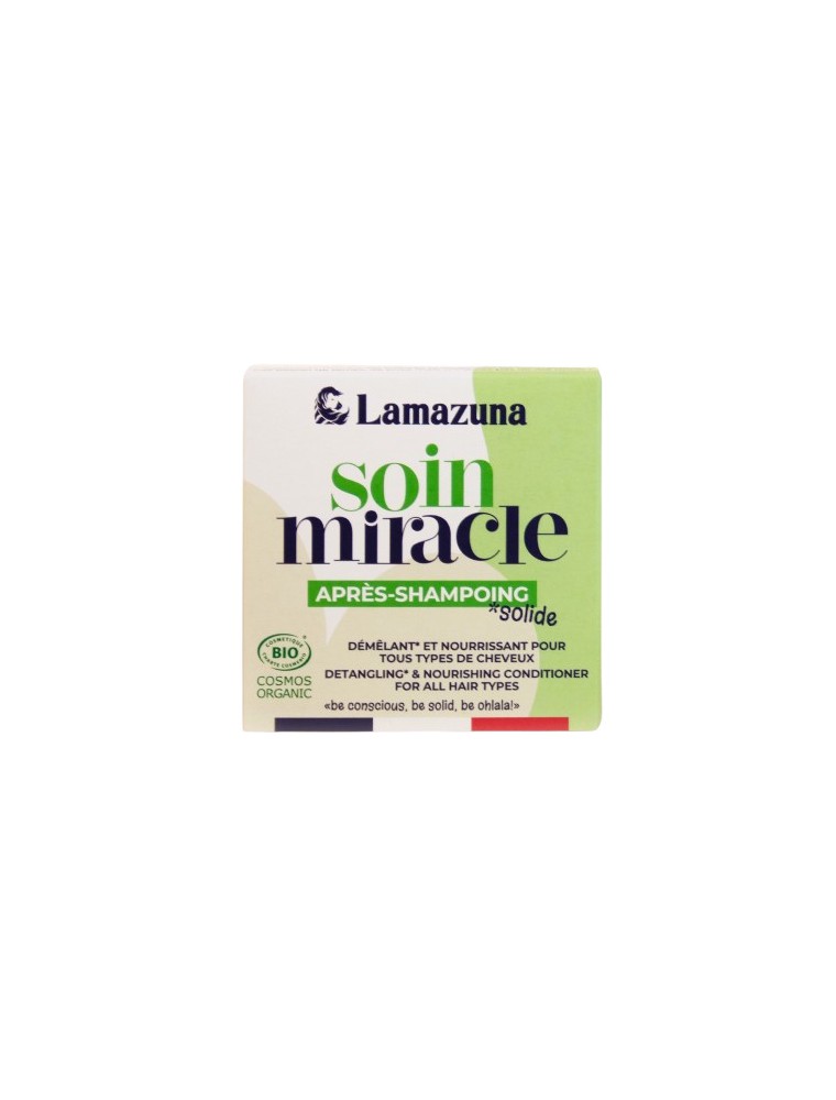 Image principale de la modale pour Après-shampooing solide Soin Miracle Vegan - Tous Cheveux 74 ml - Lamazuna
