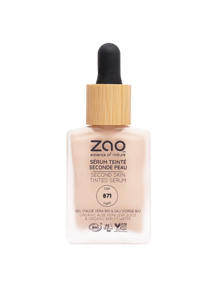 Image principale de la modale pour Sérum Teinté Seconde Peau Bio - Clair 871 30 ml - Zao Make-up