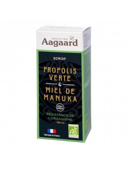 Achetez Sirop Propolis Verte et Miel de Manuka Bio - Défenses Naturelles 150 ml - Aagaard à l'herboristerie Louis Image principale de Sirop Propolis Verte et Miel de Manuka Bio - Défenses Naturelles 150 ml - Aagaard