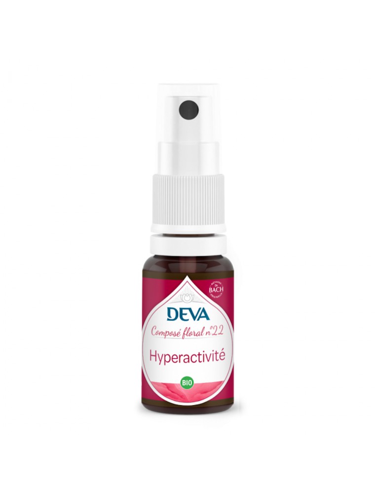 Image principale de la modale pour Hyperactivité Bio - Calme, Modération et Sérénité Composé floral n°22 Spray de 15 ml - Deva