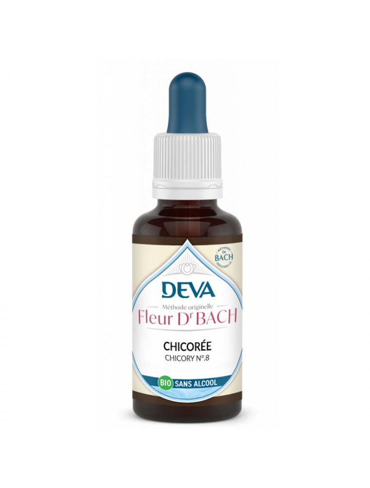 Image principale de la modale pour Chicorée Sans Alcool Bio - Don de soi Élixir Floral de Bach 30 ml - Deva