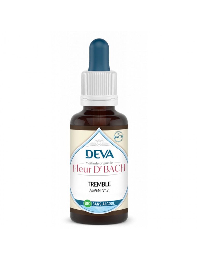 Image principale de la modale pour Tremble Sans Alcool Bio - Courage et Volonté Élixir Floral de Bach 30 ml - Deva
