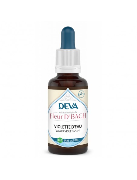 Achetez Violette d'eau Sans Alcool Bio - Amabilité et Humilité Élixir Floral de Bach 30 ml - Deva à l'herboristerie Louis Image principale de Violette d'eau Sans Alcool Bio - Amabilité et Humilité Élixir Floral de Bach 30 ml - Deva