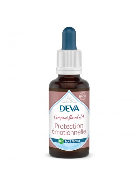 Achetez Protection Emotionnelle Sans Alcool Bio - Sensibilité équilibrée Composé floral n°4 30 ml - Deva à l'herboristerie Louis Image principale de Protection Emotionnelle Sans Alcool Bio - Sensibilité équilibrée Composé floral n°4 30 ml - Deva