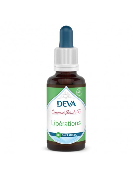 Achetez Libérations Sans Alcool Bio - Changement d'Habitude Composé floral n°6 30 ml - Deva à l'herboristerie Louis Image principale de Libérations Sans Alcool Bio - Changement d'Habitude Composé floral n°6 30 ml - Deva