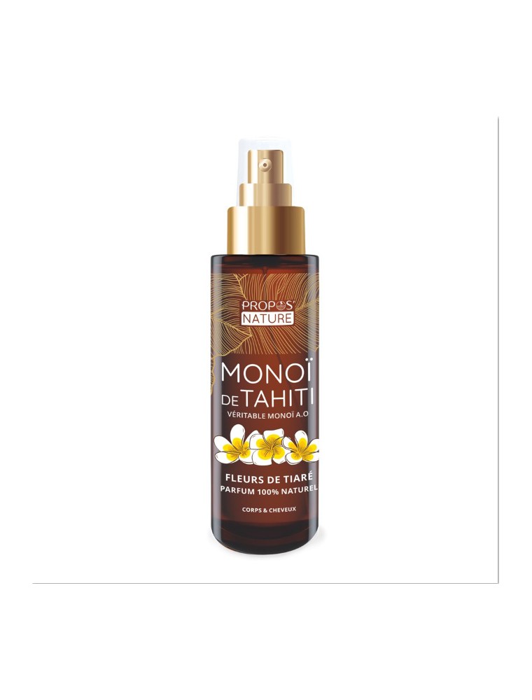 Image principale de la modale pour Monoï de Tahiti A.O.Brut Bio - Soin Solaire Corps et Cheveux 100 ml - Propos Nature