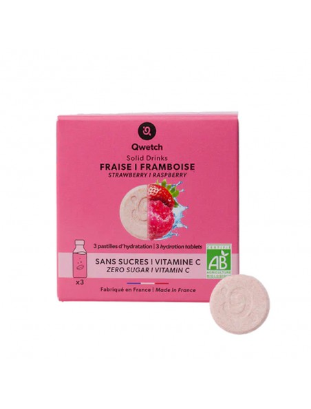 Image principale de Solid Drinks Fraise-Framboise Bio - Hydratation 3 pastilles - Qwetch