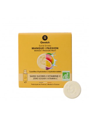 Image de Solid Drinks Mangue-Passion Bio - Hydratation 3 pastilles - Qwetch depuis Aloe vera Bio - Macerât Huileux 50 ml - Karandja