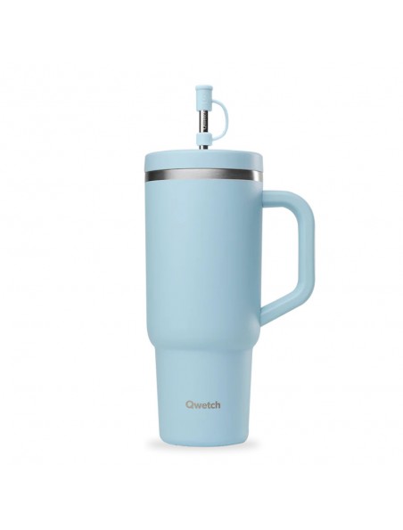 Achetez Travel Cup Isotherme Matt Pastel Bleu - Hydratation 900 ml - Qwetch à l'herboristerie Louis Image principale de Travel Cup Isotherme Matt Pastel Bleu - Hydratation 900 ml - Qwetch
