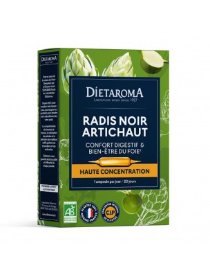 Image de C.I.P. Artichaut Radis Noir Bio - Confort Digestif et Hépatique 20 ampoules - Dietaroma depuis Aubier de Tilleul CIP Bio - Dietaroma