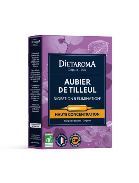 Achetez C.I.P. Aubier de Tilleul Bio - Digestion et Elimination 20 ampoules - Dietaroma à l'herboristerie Louis Image principale de C.I.P. Aubier de Tilleul Bio - Digestion et Elimination 20 ampoules - Dietaroma