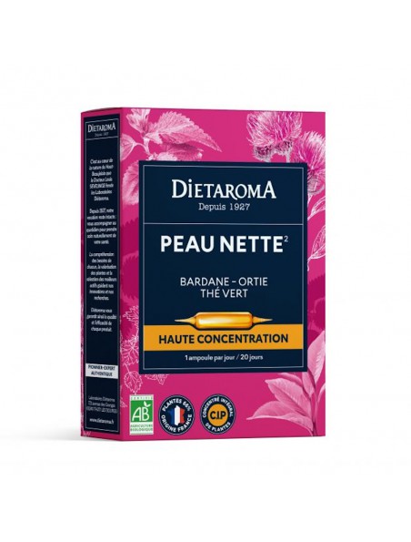 Achetez C.I.P. Peau Nette Bio - Peau 20 ampoules - Dietaroma à l'herboristerie Louis Image principale de C.I.P. Peau Nette Bio - Peau 20 ampoules - Dietaroma
