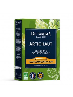 Image de C.I.P. Artichaut Bio - Confort Hépatique 20 ampoules - Dietaroma depuis Achetez les produits Dietaroma à l'herboristerie Louis