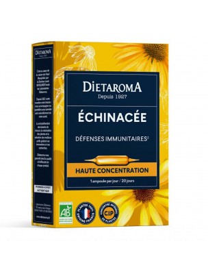 Image de Echinacée Bio - Système immunitaire 20 ampoules - Dietaroma depuis Commandez les produits Dietaroma à l'herboristerie Louis