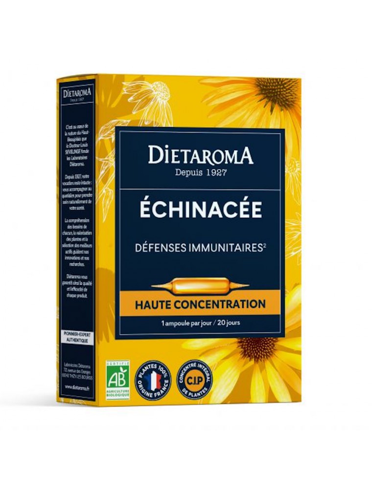 Image principale de la modale pour Echinacée Bio - Système immunitaire 20 ampoules - Dietaroma