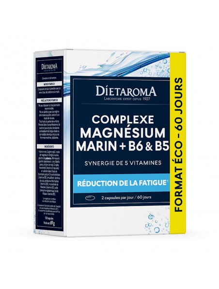 Image principale de Complexe Magnésium Marin Plus B6 et B5 - Fatigue 120 capsules - Dietaroma