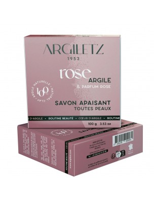 Image de Savon doux et apaisant - Argile rose, parfum rose – 100g - Argiletz depuis Masque à l’argile rose - Peaux mixtes - Argiletz