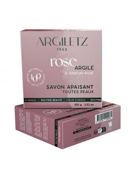 Achetez Savon doux et apaisant - Argile rose, parfum rose – 100g - Argiletz à l'herboristerie Louis Image principale de Savon doux et apaisant - Argile rose, parfum rose – 100g - Argiletz