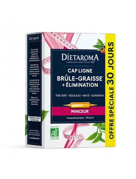 Achetez Capligne Brûle-graisse Bio - Elimination et Brûle-graisse 30 ampoules - Dietaroma à l'herboristerie Louis Image principale de Capligne Brûle-graisse Bio - Elimination et Brûle-graisse 30 ampoules - Dietaroma
