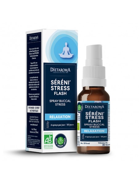 Achetez Séréni'Stress Flash Bio - Détente et Relaxation Spray de 30 ml - Dietaroma à l'herboristerie Louis Image principale de Séréni'Stress Flash Bio - Détente et Relaxation Spray de 30 ml - Dietaroma