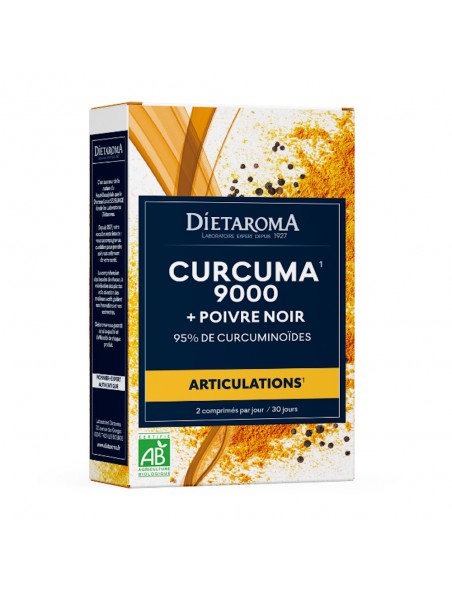 Image principale de Curcuma 6000 et Poivre Noir Bio - Articulations 60 comprimés - Dietaroma