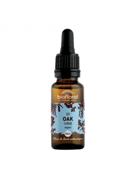 Achetez Oak Chêne n°22 - Courage et Espoir Bio aux fleurs de Bach 20 ml - Biofloral à l'herboristerie Louis Image principale de Oak Chêne n°22 - Courage et Espoir Bio aux fleurs de Bach 20 ml - Biofloral
