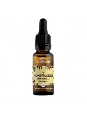 Image de Honeysuckle Chèvrefeuille n°16 - Vitalité et Joie de Vivre Bio aux Fleurs de Bach 20 ml - Biofloral depuis Spray Buccal Bio aux Fleurs de Bach - Contre le Stress 10 ml - Elixirs and Co