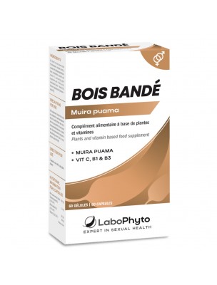 Image de Bois bandé Muira puama - Aphrodisiaque masculin et féminin naturel 60 gélules - LaboPhyto depuis PrestaBlog