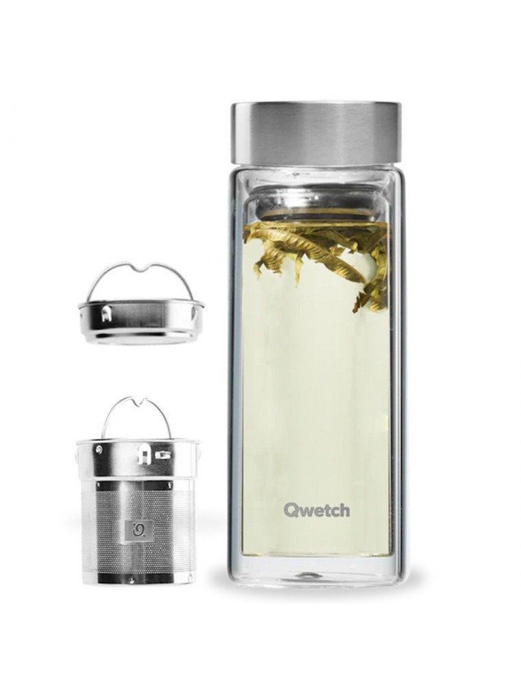 Image principale de la modale pour Théière Verre Double Paroi - Inox brossé 320ml - Qwetch