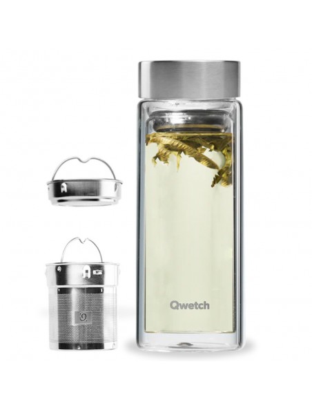 Image principale de Théière Verre Double Paroi - Inox brossé 320ml - Qwetch
