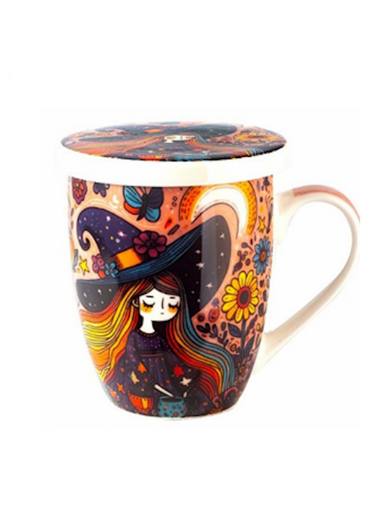 Image principale de la modale pour Tisanière Sorcière Yeux Fermés Fond Rose 3 Pièces en Porcelaine 300 ml