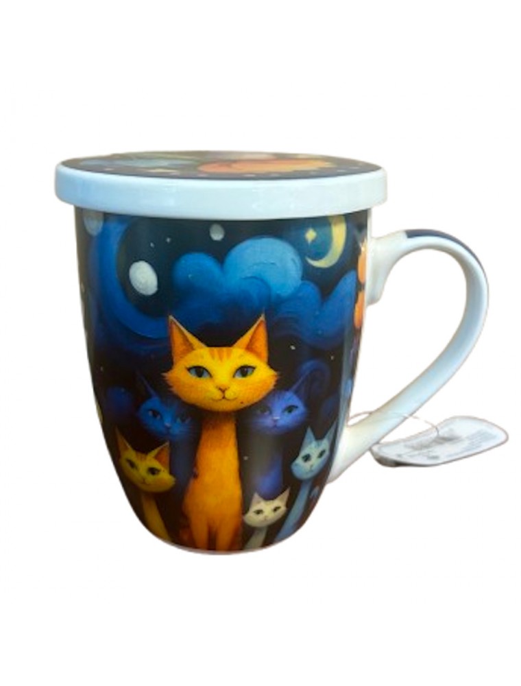 Image principale de la modale pour Tisanière Chats Nuit Etoilée 3 Pièces en Porcelaine 300 ml