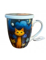 Image de Tisanière Chats Nuit Etoilée 3 Pièces en Porcelaine 300 ml depuis Tasses : découvrez notre sélection