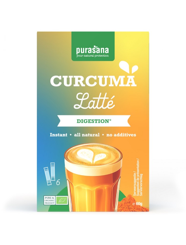 Image principale de la modale pour Curcuma Latté Instantané Bio - Digestion 6 Sticks - Purasana