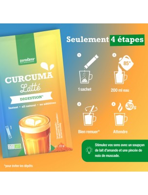Image 76335 supplémentaire pour Curcuma Latté Instantané Bio - Digestion 6 Sticks - Purasana